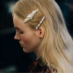 Large ivory pearl hair pins